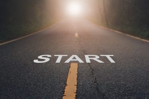 Image of the word "start" on a road showing how Christian counseling with a Christian Counselor can help you start your journey toward mental health. Counseling for women in Beachwood, Ohio 44122 close to Cleveland